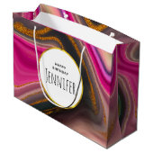 Roze en zwart, Abstract met goudziren van afgelope Groot Cadeauzakje (Achterkant Gekanteld)