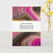 Roze en zwart, Abstract met goudziren van afgelope Kaart (Gele Bloem)