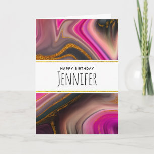 Roze en zwart, Abstract met goudziren van afgelope Kaart