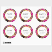 Roze en zwart, Abstract met goudziren van afgelope Ronde Sticker (Vel)