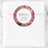 Roze en zwart, Abstract met goudziren van afgelope Ronde Sticker (Tas)
