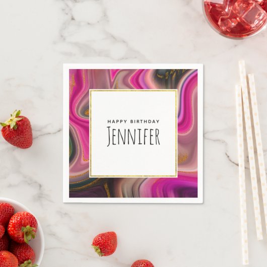 Roze en zwart, Abstract met goudziren van afgelope Servet (Insitu)