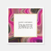 Roze en zwart, Abstract met goudziren van afgelope Servet (Voorkant)