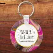 Roze en zwart, Abstract met goudziren van afgelope Sleutelhanger (Voorkant)