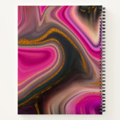 Roze en zwart, Abstract met goudzirls Monogram Notitieboek (Achterkant)