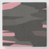 roze en zwart abstract stenen onderzetter (Voorkant)