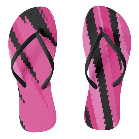 roze en zwart abstract teenslippers (Voetbed)