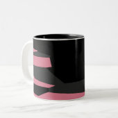 roze en zwart abstract tweekleurige koffiemok (Voorkant links)