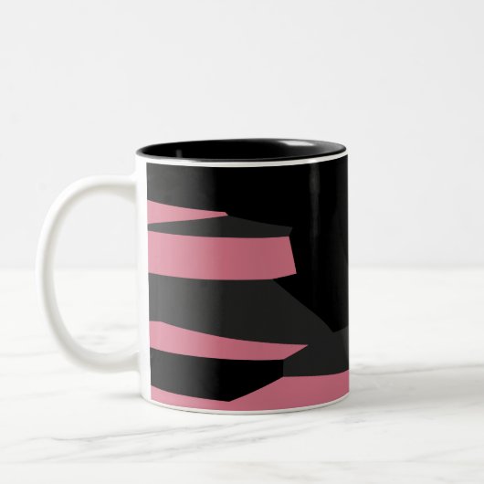 roze en zwart abstract tweekleurige koffiemok (Links)