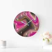 Roze en zwart, Abstracte met gouden rondjes Grote Klok (Huis)