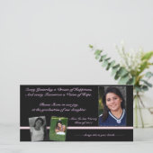 Roze en zwart Afstuderen uitgenodigd voor Maci (Staand voorkant)