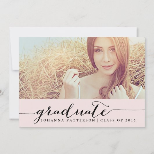 Roze en zwart | Afstuderen uitnodiging (Voorkant)