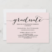 Roze en zwart | Afstuderen uitnodiging (Achterkant)