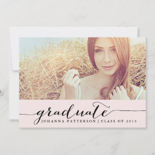 Roze en zwart   Afstuderen uitnodiging