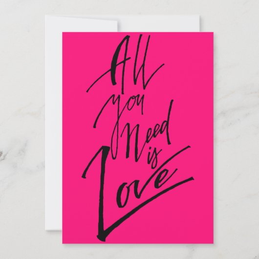 Roze en zwart Alles wat je nodig hebt is liefde Mo Kaart (Achterkant)