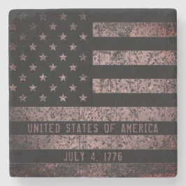  roze en zwart Amerikaanse vlag Stenen Onderzetter