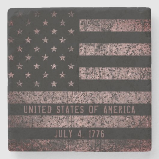  roze en zwart Amerikaanse vlag Stenen Onderzetter (Voorkant)