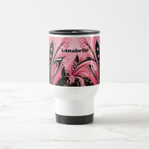 Roze en Zwart Art Deco Plume Mok