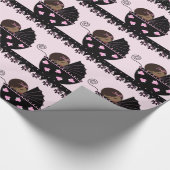 Roze en zwart Baby shower Cadeaupapier (Hoek)