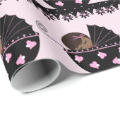 Roze en zwart Baby shower Cadeaupapier (Rol Hoek)