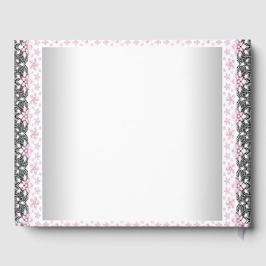 Roze en zwart Baby shower gastenboek Etnisch meisj (Achterkant)