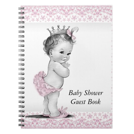 Roze en zwart Baby shower gastenboek Notitieboek (Voorkant)