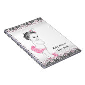 Roze en zwart Baby shower gastenboek Notitieboek (Rechterzijde)