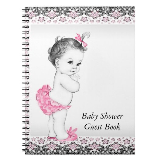 Roze en zwart Baby shower gastenboek Notitieboek (Voorkant)
