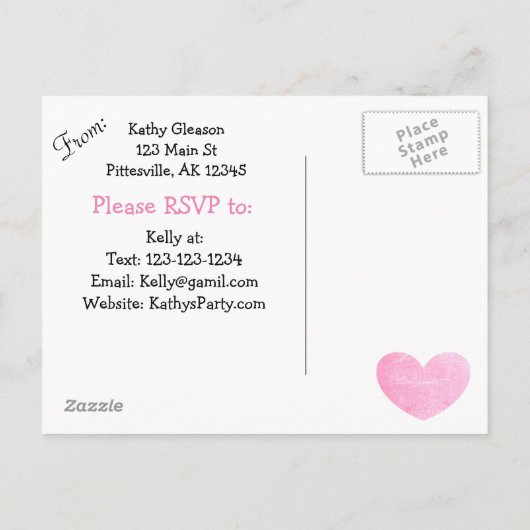 Roze en Zwart Baby shower Invitation Briefkaart (Achterkant)