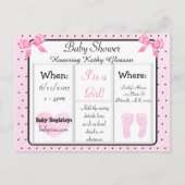 Roze en Zwart Baby shower Invitation Briefkaart (Voorkant)