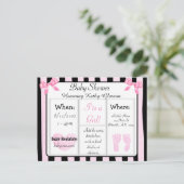 Roze en Zwart Baby shower Invitation Briefkaart (Staand voorkant)