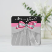 Roze en zwart Baby shower Kaart (Staand voorkant)