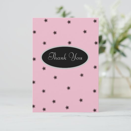 Roze en zwart bedankkaart (Staand voorkant)