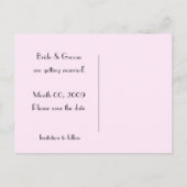 Roze en zwart Bewaar de datum Foto Briefkaarten (Achterkant)