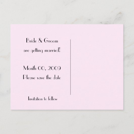 Roze en zwart Bewaar de datum Foto Briefkaarten (Achterkant)