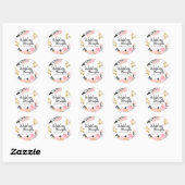 Roze en Zwart Bloemen Bruiloft Brunch Envelope Sea Ronde Sticker (Vel)