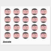 Roze en Zwart Bloemen Dank u Ronde Sticker (Vel)