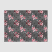 Roze en Zwart Bloemen Gotisch Tissuepapier (Voorkant)