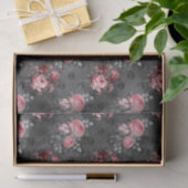 Roze en Zwart Bloemen Gotisch Tissuepapier (Geschenk)