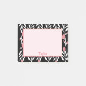 Roze en Zwart Bloemen Post-it® Notes (Voorkant)