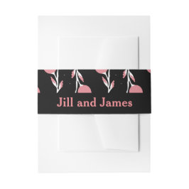 Roze en Zwart Bloemen Roos Vine Uitnodigingen Wikkel