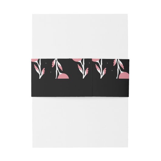 Roze en Zwart Bloemen Roos Vine Uitnodigingen Wikkel (Achterkant Voorbeeld)
