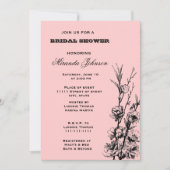 Roze en Zwart Bloemen Vrijgezellenfeest Kaart (Voorkant)