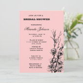 Roze en Zwart Bloemen Vrijgezellenfeest Kaart (Staand voorkant)