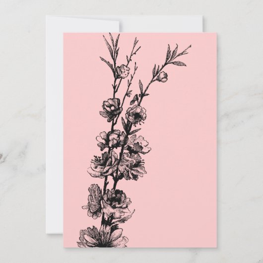 Roze en Zwart Bloemen Vrijgezellenfeest Kaart (Achterkant)