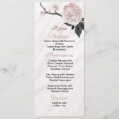 roze en zwart bloemenmarmeren bruiloft menu (Voorkant)