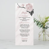 roze en zwart bloemenmarmeren bruiloft menu (Staand voorkant)