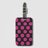 Roze en Zwart Bloemmotief Bagagelabel (Voorkant (verticaal))