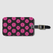 Roze en Zwart Bloemmotief Bagagelabel (Voorkant (horizontaal))