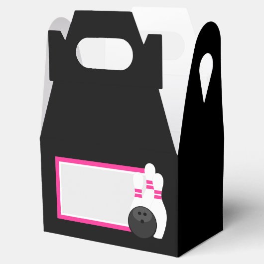 Roze en Zwart Bowling Favor Boxes Bedankdoosjes (Geopend)